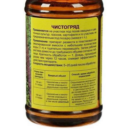 Средство от сорняков Ваше Хозяйство Чистогряд 250мл