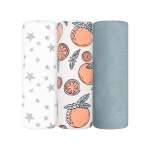 Пелёнка Mjolk Baby Blue Мандарины Звёзды трикотаж 80х80 см 3 шт.