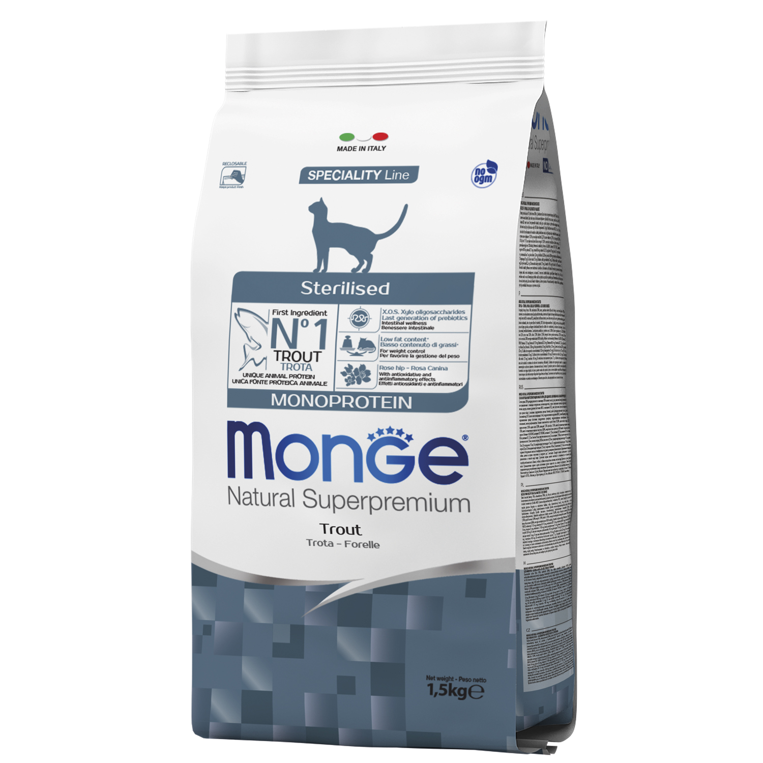 Корм для кошек MONGE Cat Monoprotein стерилизованных форель 1.5кг - фото 2