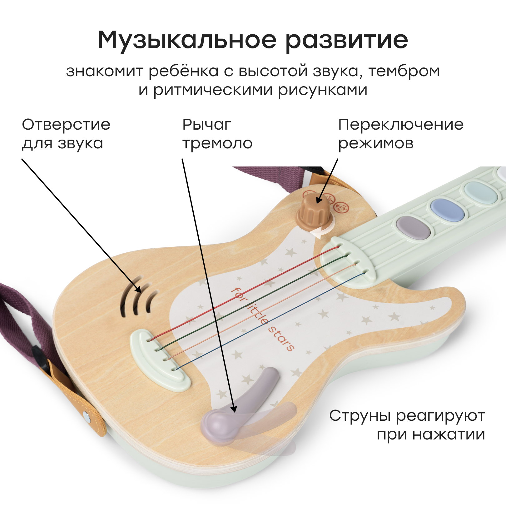 Игрушка музыкальная Happy Baby GUITAR STAR электрогитара - фото 3