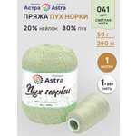 Пряжа Astra Premium Пух норки Mink yarn воздушная с ворсом 50 г 290 м 041 светлая мята 1 моток