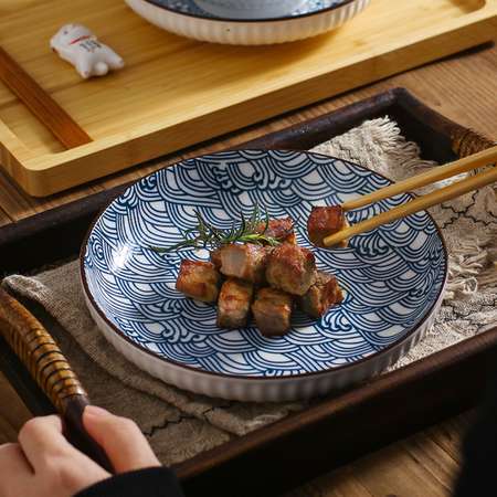 Тарелка ZDK Kitchen Japanese Collection цвет голубой D 175 мм спирали