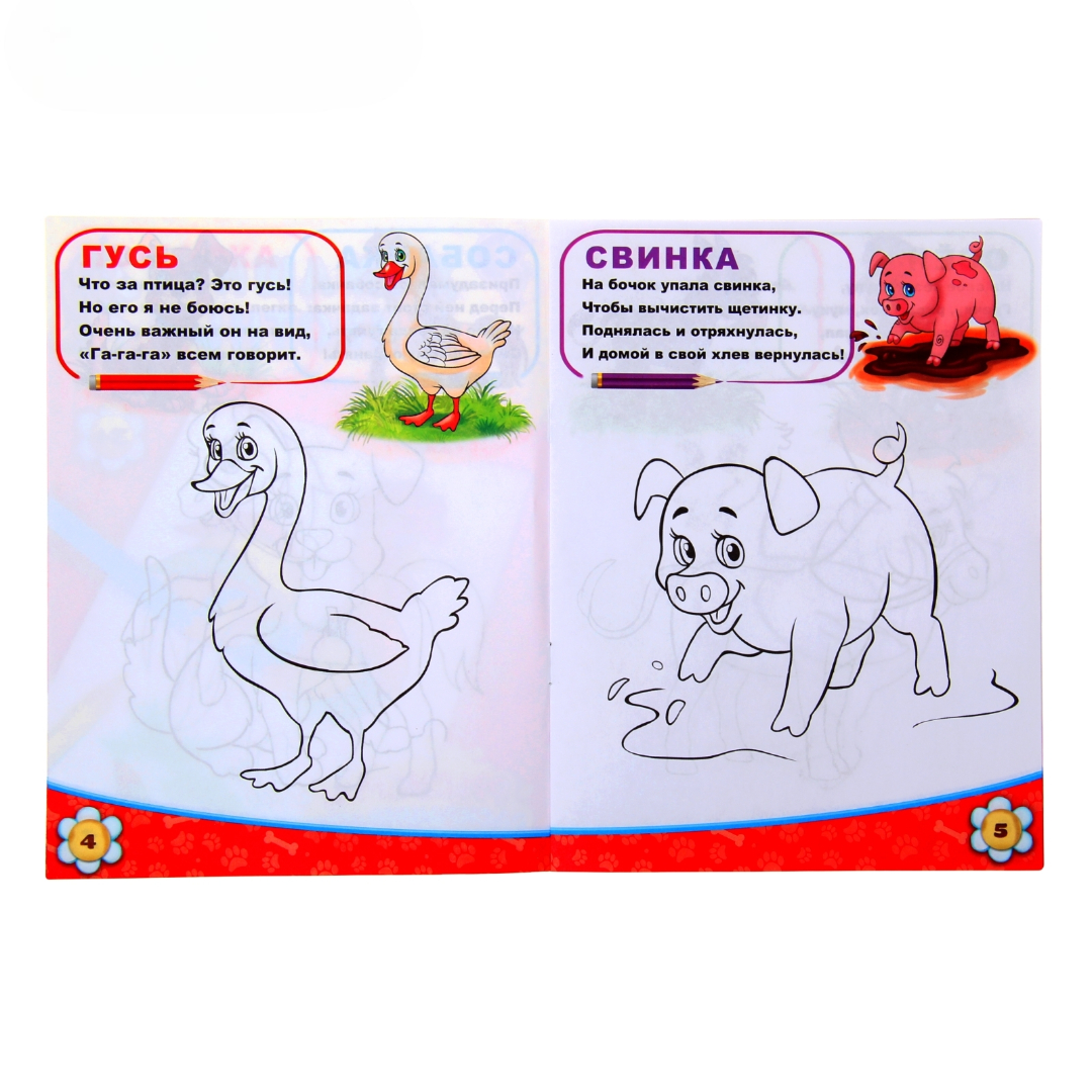 Книжка-раскраска Буква-ленд Домашние животные 12стр - фото 2