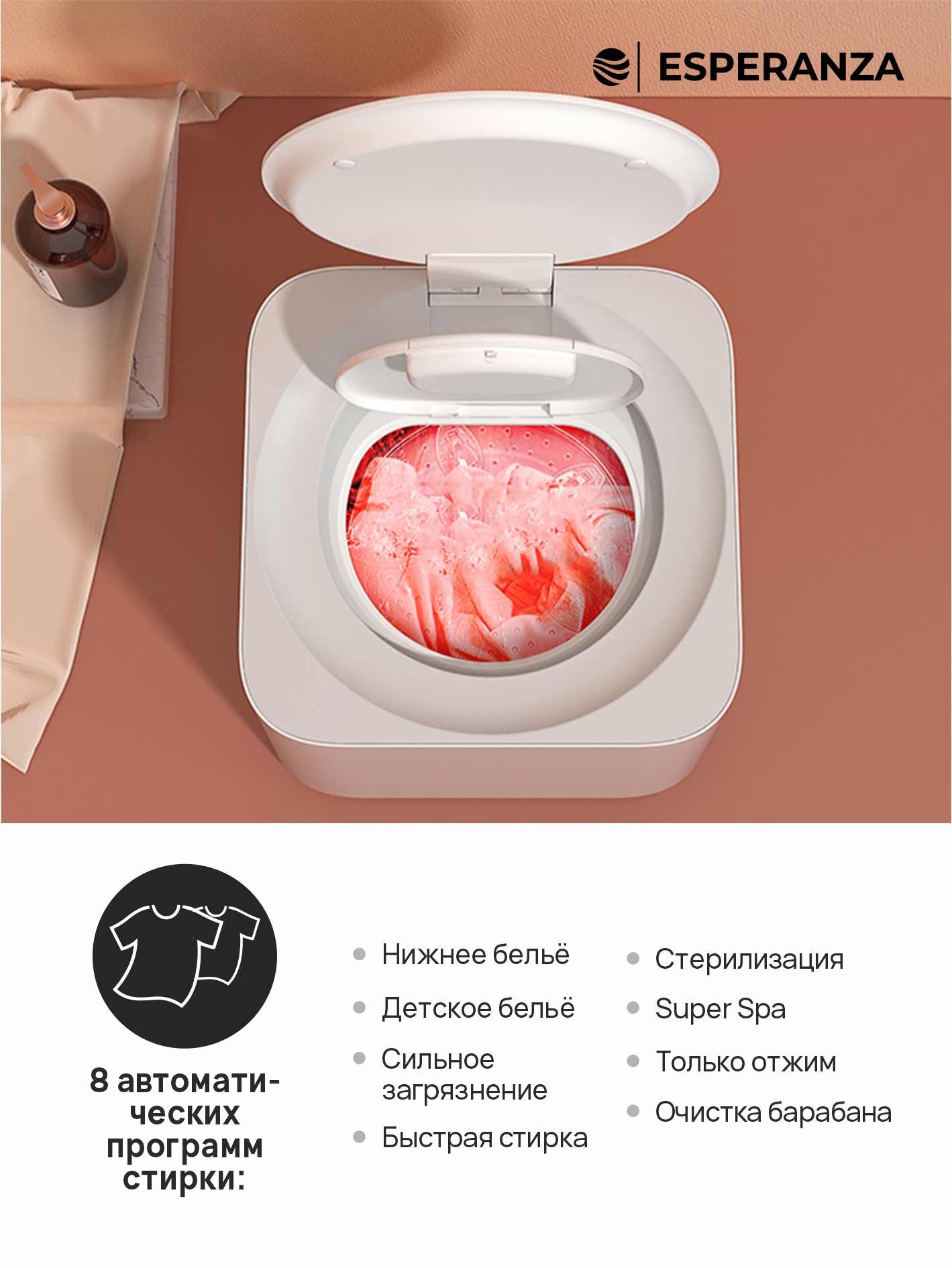 Мини стиральная машина автоматическая ESPERANZA WMT107UBD01 - фото 4
