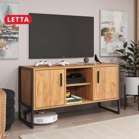 Комод тумба LETTA Frame Цвет Дуб вотан Черный металл 1140*604*403