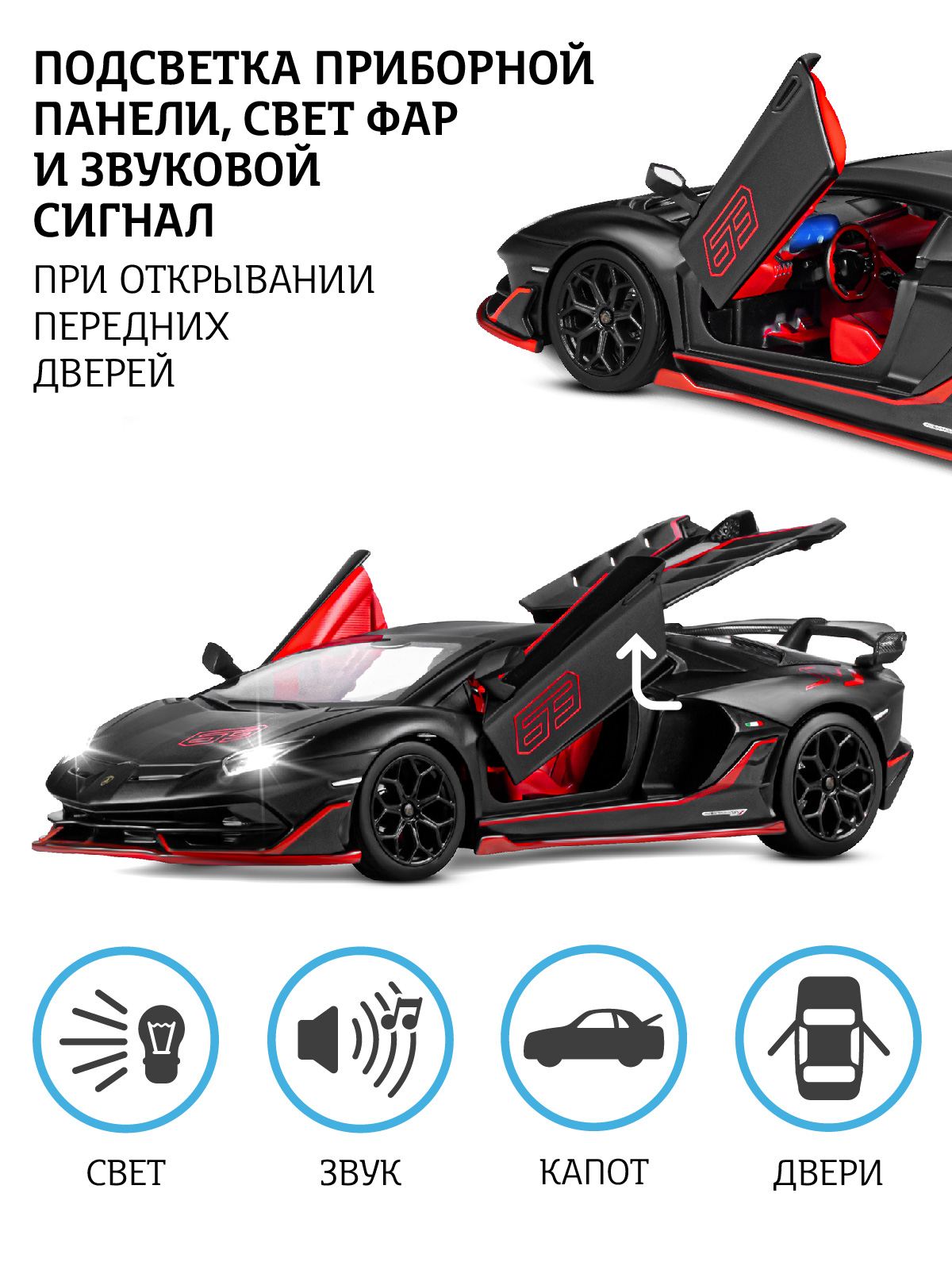 Автомобиль АВТОпанорама Lamborghini Aventador SVJ 1:24 JB1251511 - фото 2