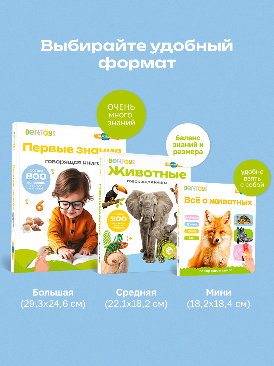 Книга BertToys электронная говорящая интерактивная Нажималка Животные - фото 18