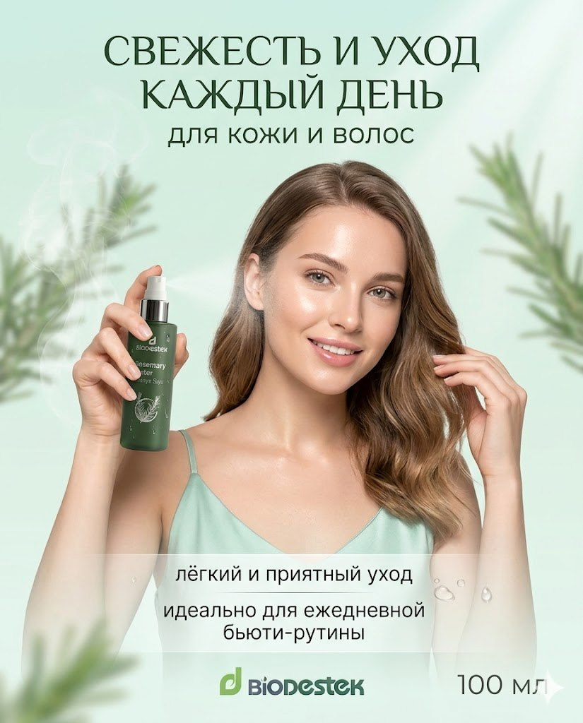 Розмариновая вода DESTEK для кожи и волос - фото 1