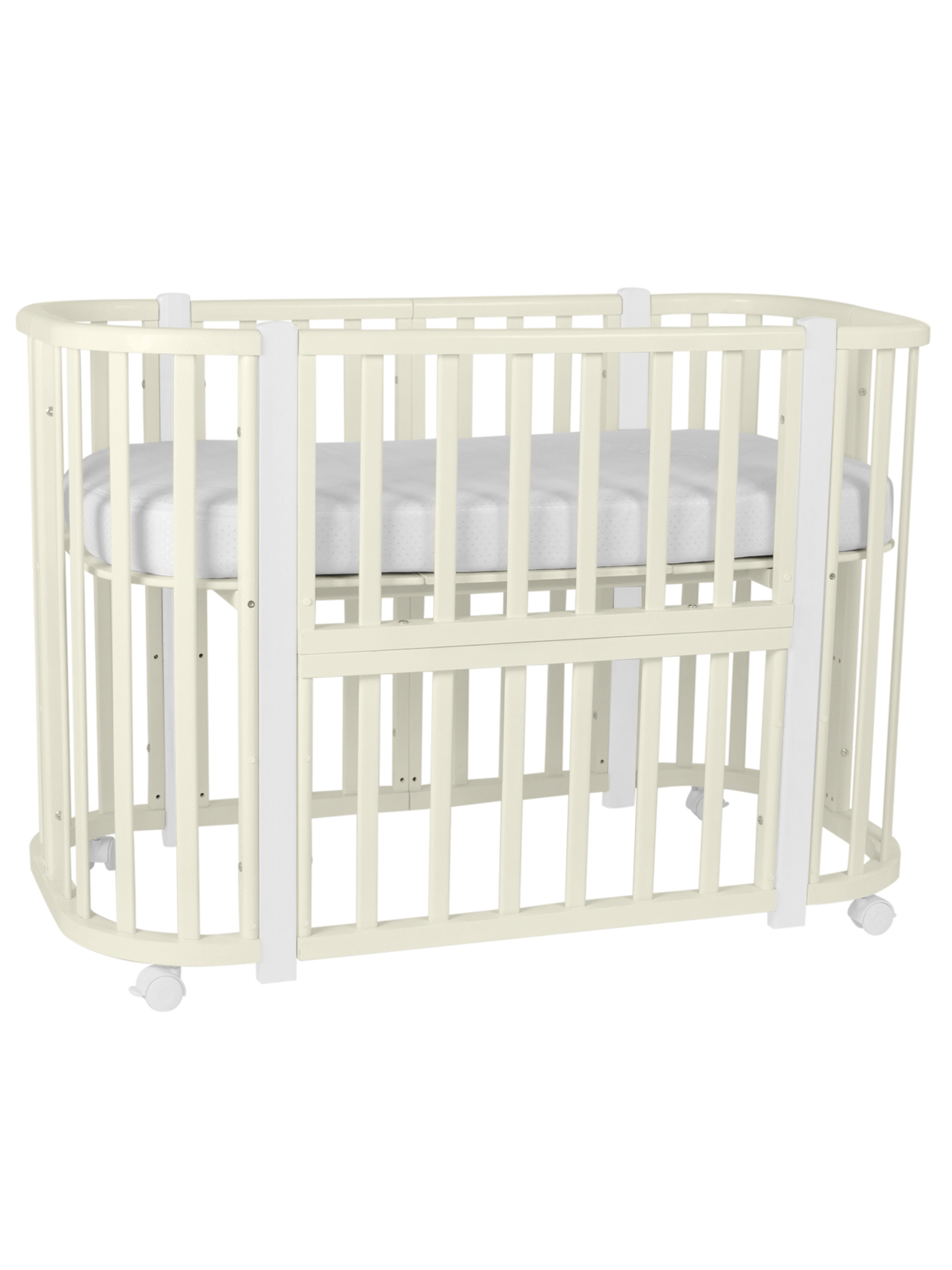 Детская кроватка Ingo Baby Lux BL-01 3 в 1 с бортиком слоновая кость белый, поперечный маятник - фото 7