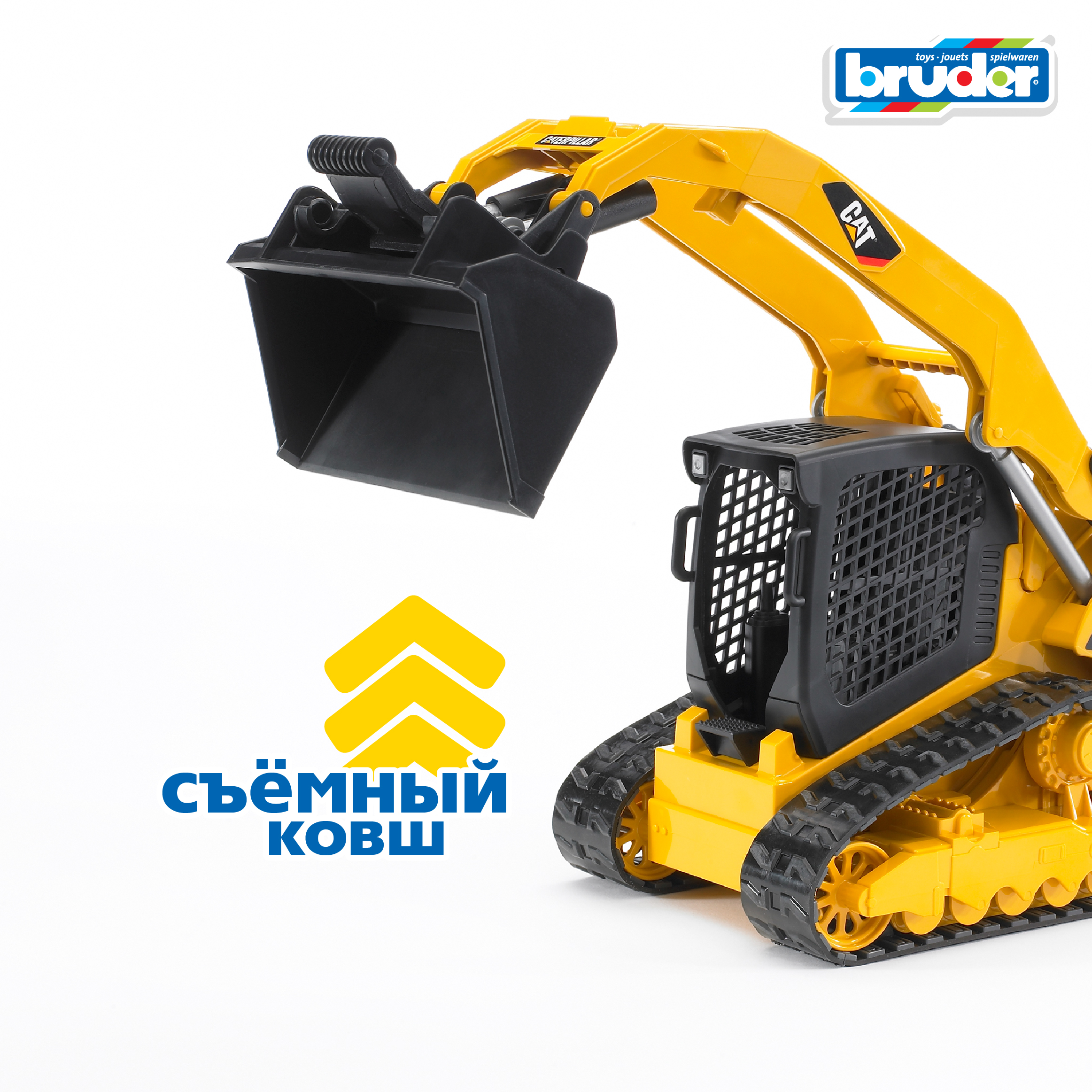 Погрузчик Bruder CAT гусеничный с ковшом 02-136 - фото 5
