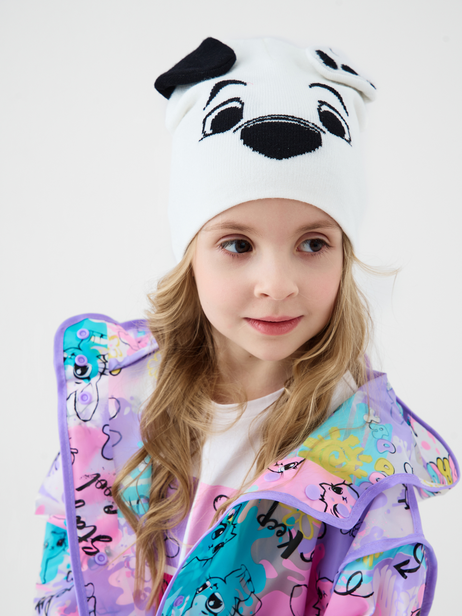 Изображение товара Детская шапка PlayToday 52 с аппликацией мордочки щенка для девочки