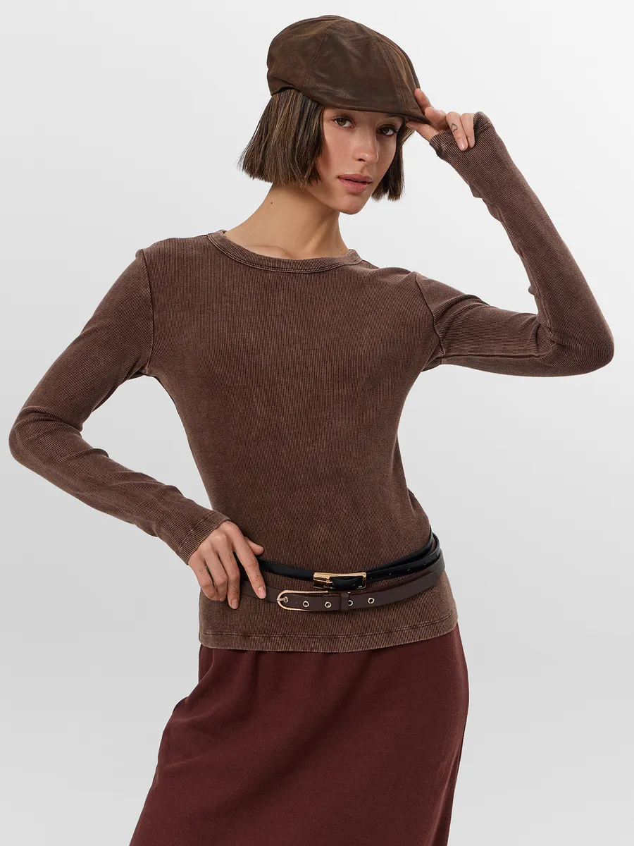 Лонгслив Mark Formelle (Марк Формэль) 122986/ACID WASH коричневый - фото 1