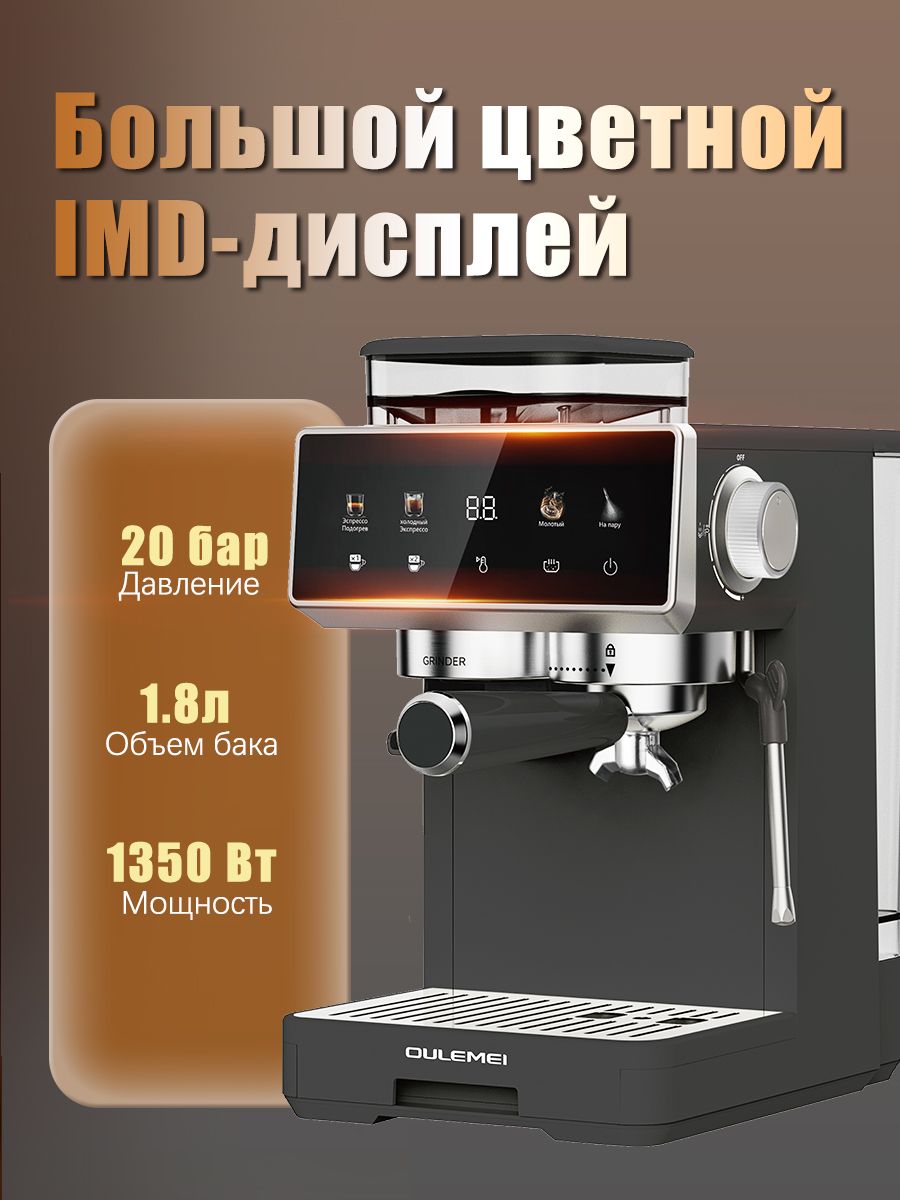 Кофемашина рожковая 1,8 л Oulemei OLM-KFA020-WHITE - фото 9