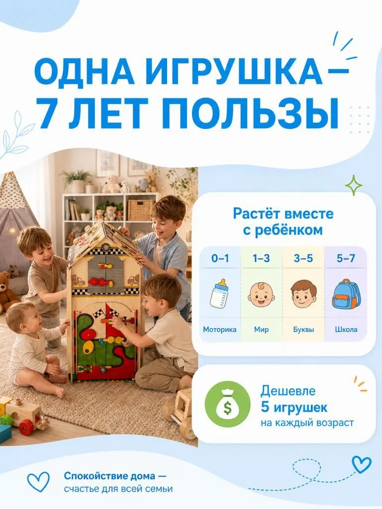Игрушка ЛИГРИК бизиборд Бизибой - фото 4