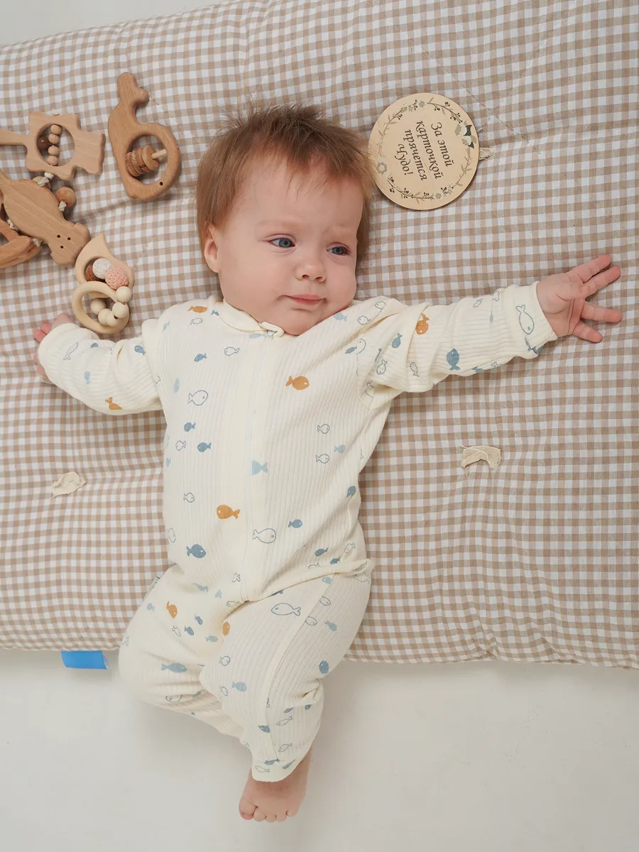 Комбинезон 3 шт Супер Пупс нбр/3пр/кмбнмол/голубыерыбки - фото 17