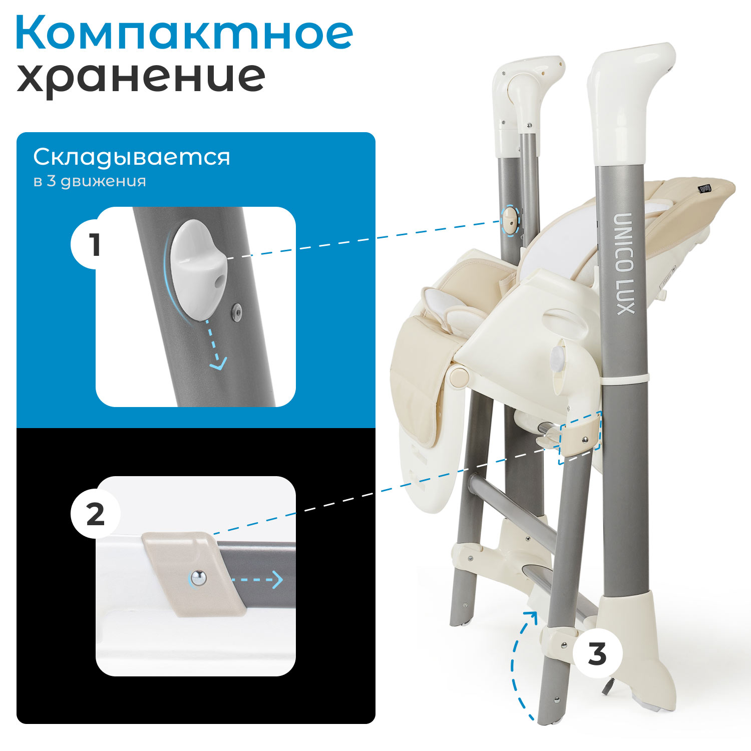 Стульчик для кормления Nuovita Unico Lux Bianco трансформер - фото 12