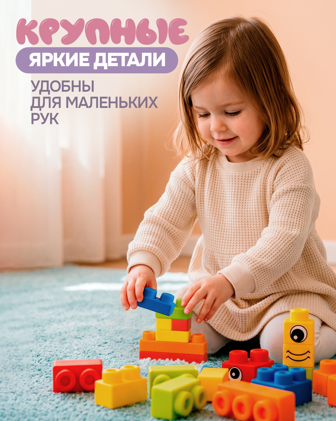 Конструктор 1TOY для малышей крупный мягкий 24 дет. - фото 6