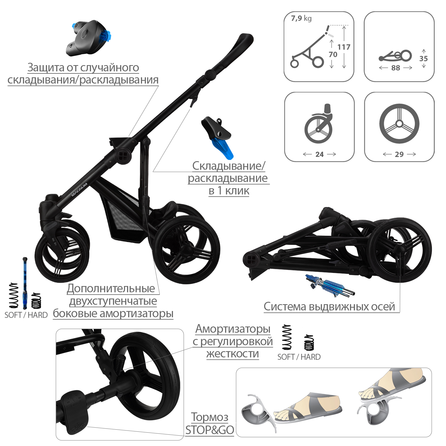 Коляска 2в1 Bebetto Magnum Light - фото 7