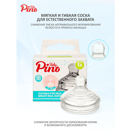 Соска Baby Pino Anti-Colic силикон S (медленный поток) 1 шт.
