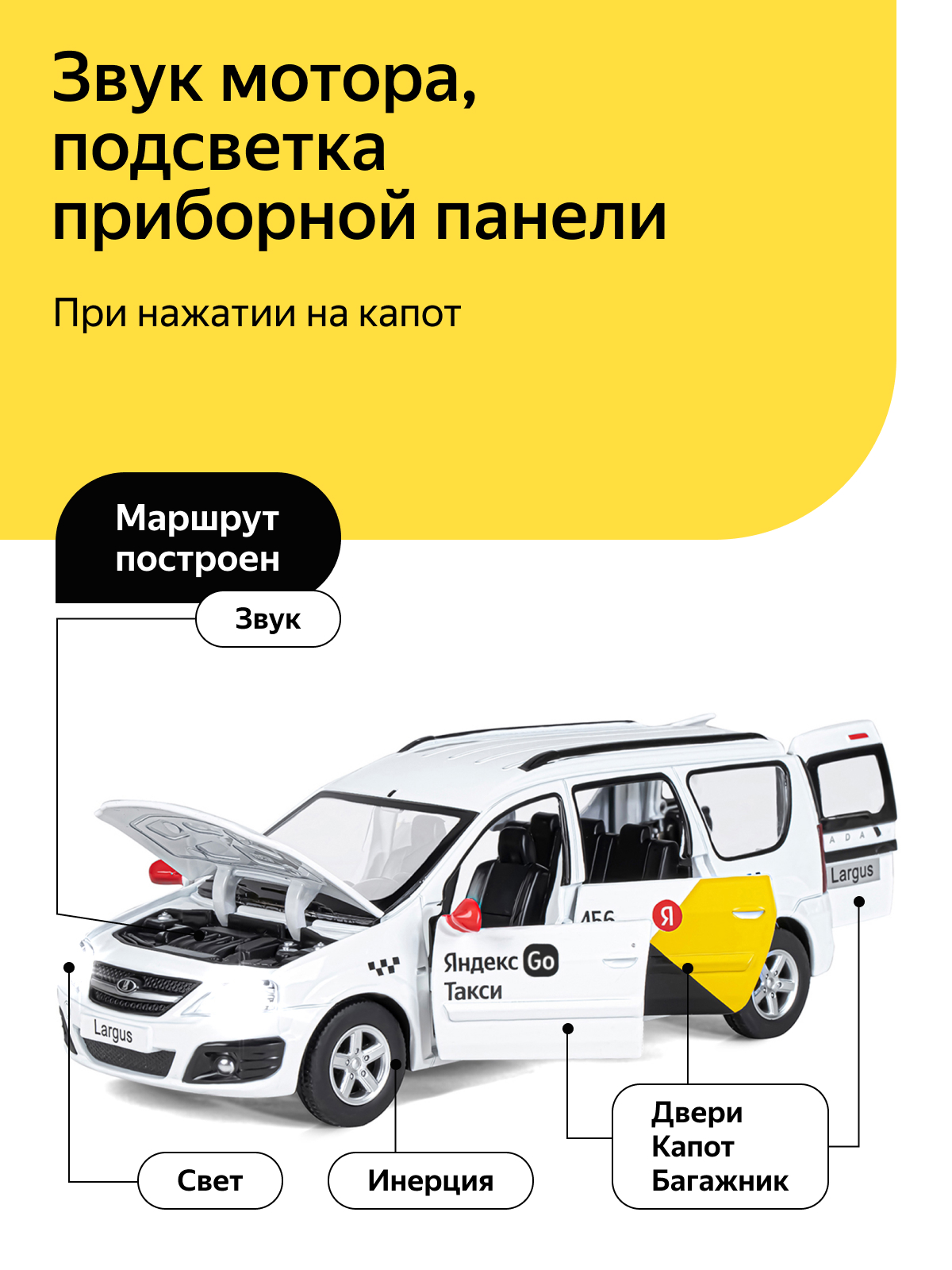 Автомобиль Яндекс GO LADA Largus Такси озвучено Алисой 1:24 JB1251343/Яндекс GO - фото 2