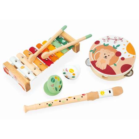 Игрушка музыкальная Janod металлофон, бубен, флейта, кастаньеты