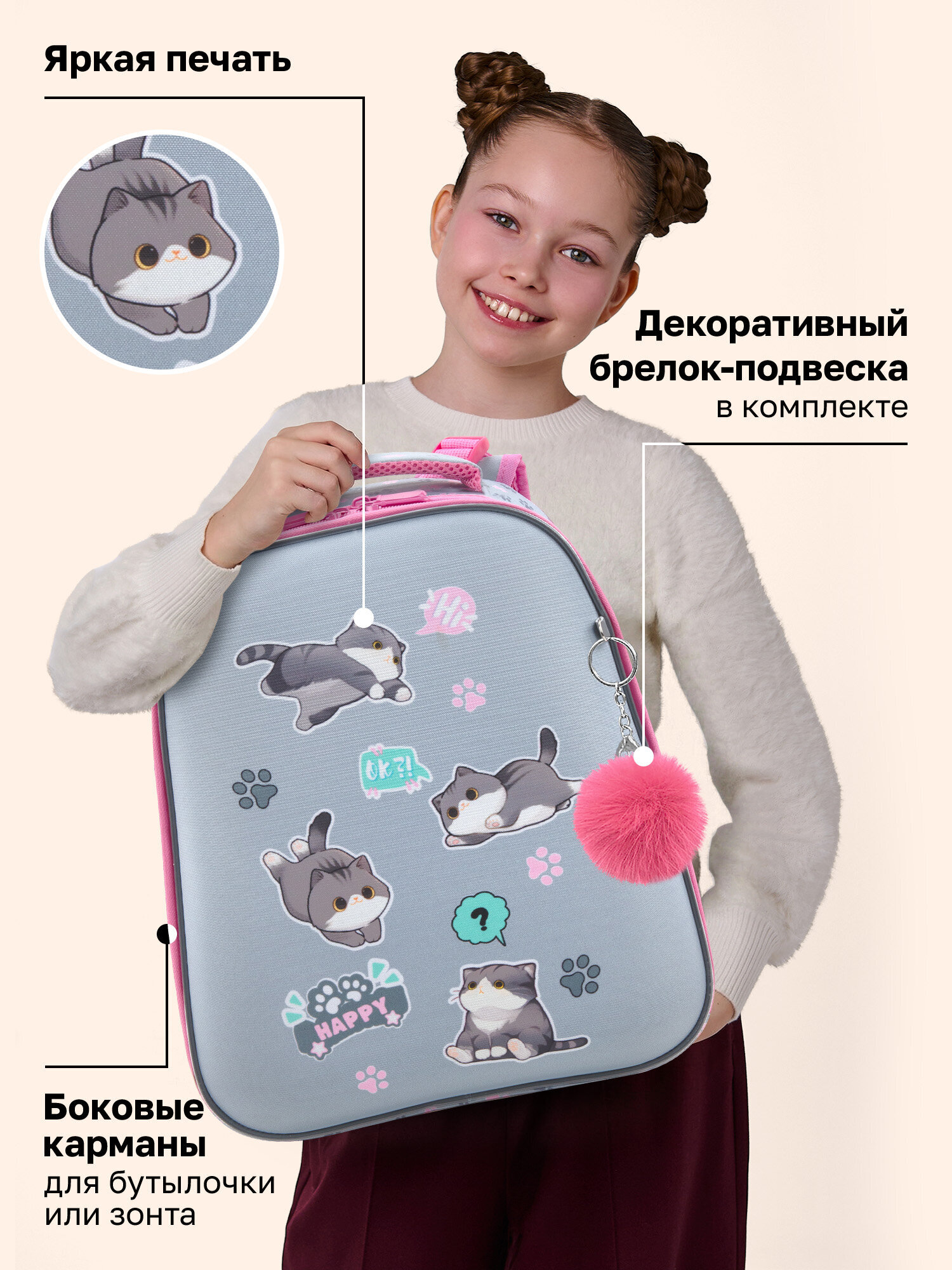 Рюкзак Brauberg милые коты - фото 4
