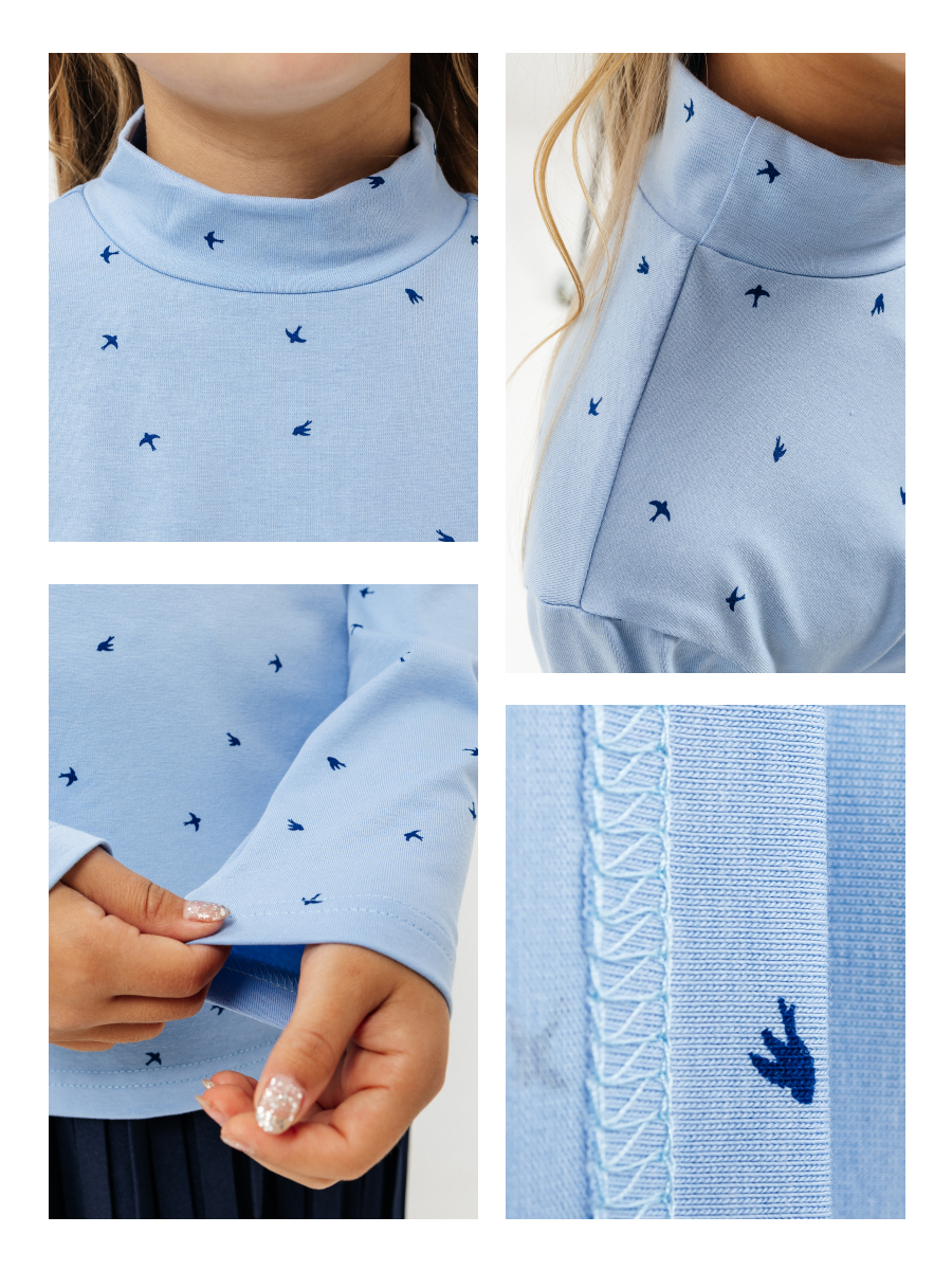 Водолазка Селтекс Ю_ДК68 голубой/ласточки синий - фото 7