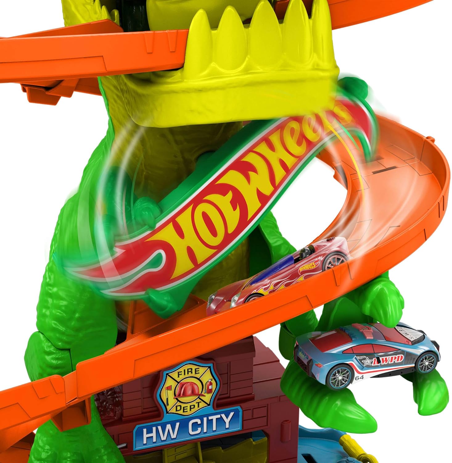 Трек Hot Wheels Ти-Рекс Пылающая битва JBM73 - фото 3