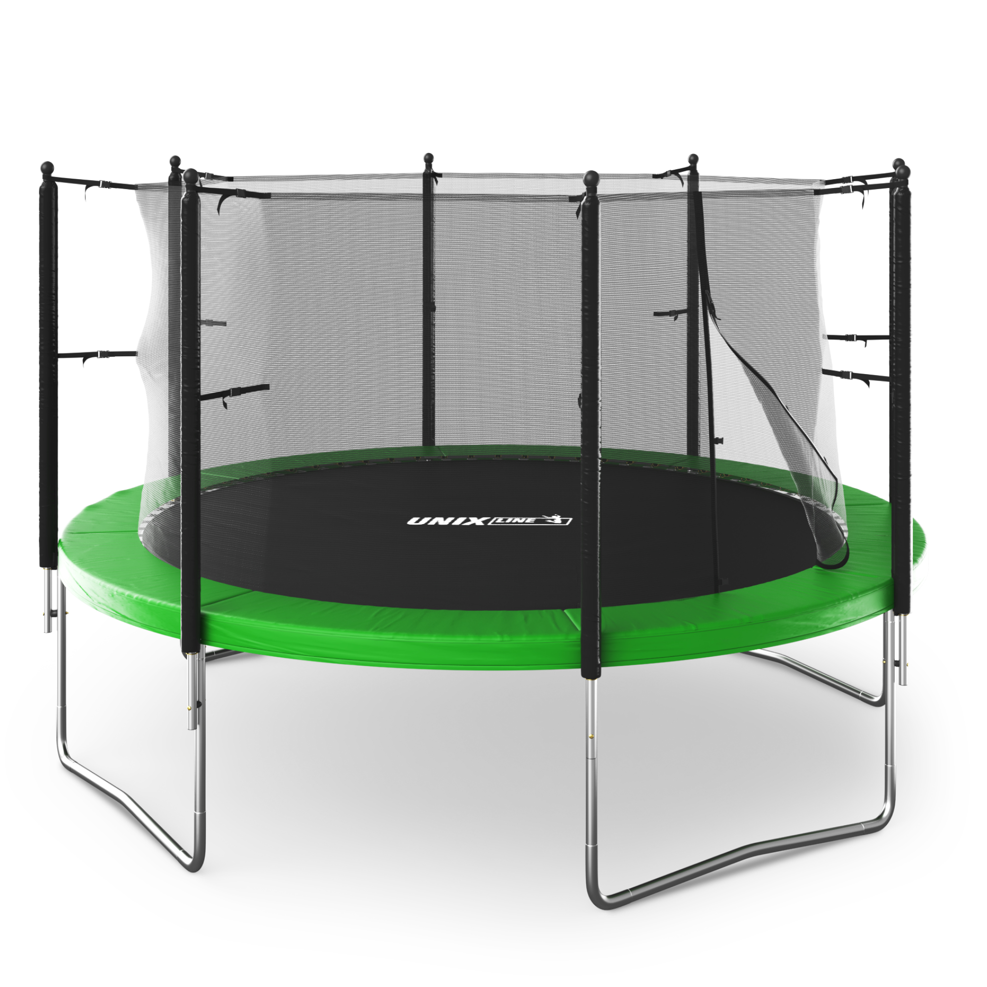 Батут каркасный Simple 12 ft UNIX line Green с внутренней защитной сеткой общий диаметр 366 см до 150 кг - фото 16