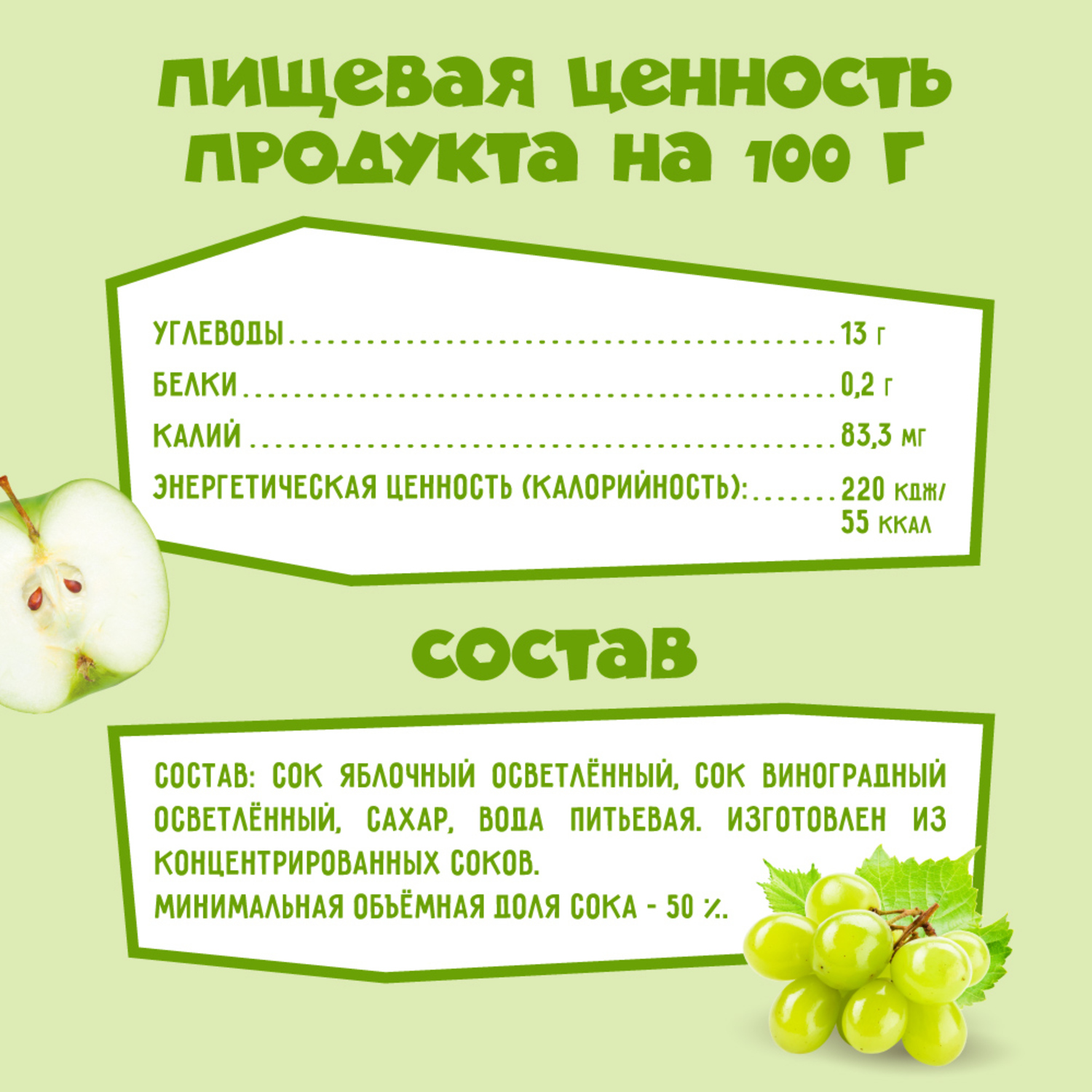 Нектар Фиксики Яблоко-виноград с 6 мес 0.2 л - фото 3