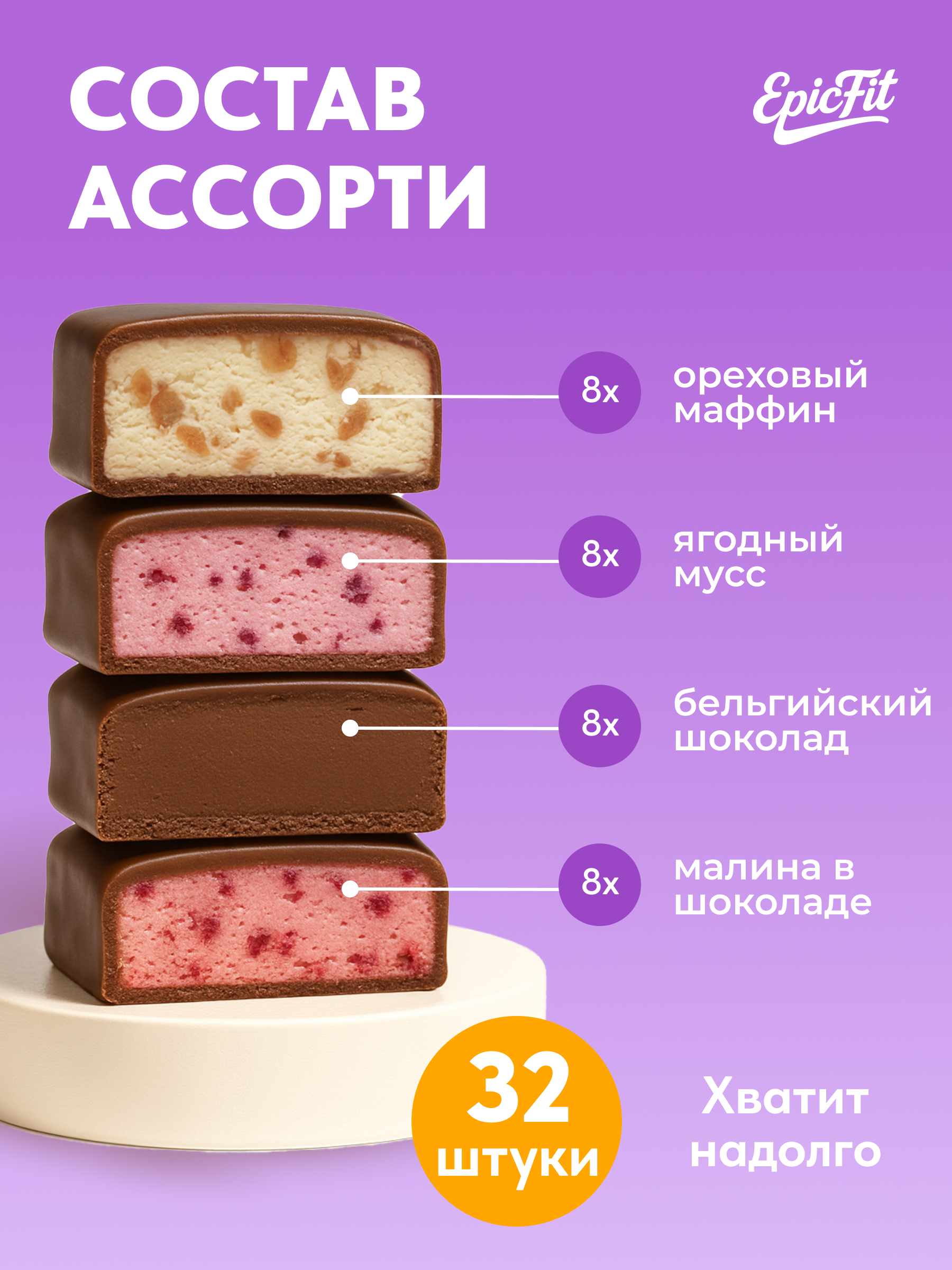 Протеиновые батончики EpicFit В глазури 32 шт - фото 3