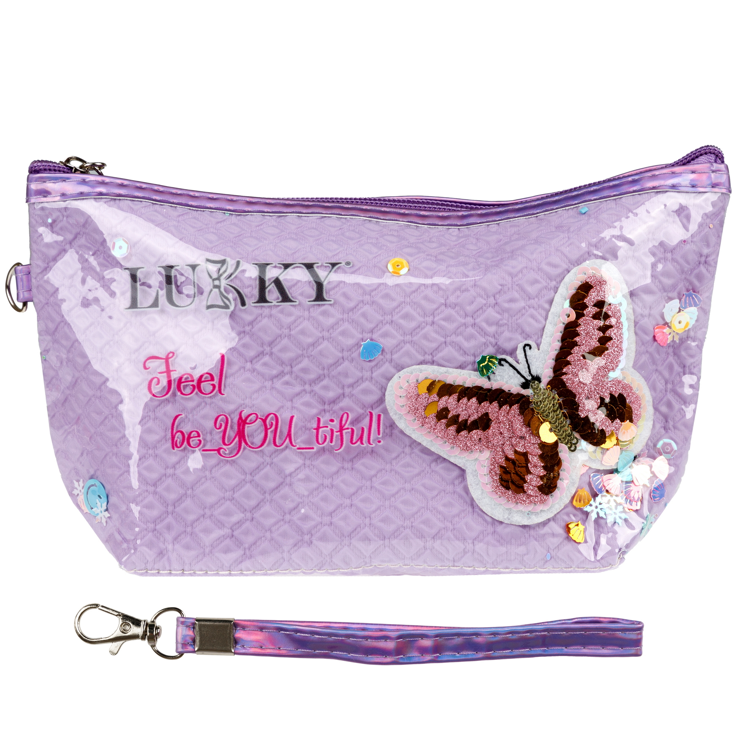 Косметичка LUKKY Love Butterfly с вышивкой и подвижными блёстками 22х 14х 6 см - фото 9