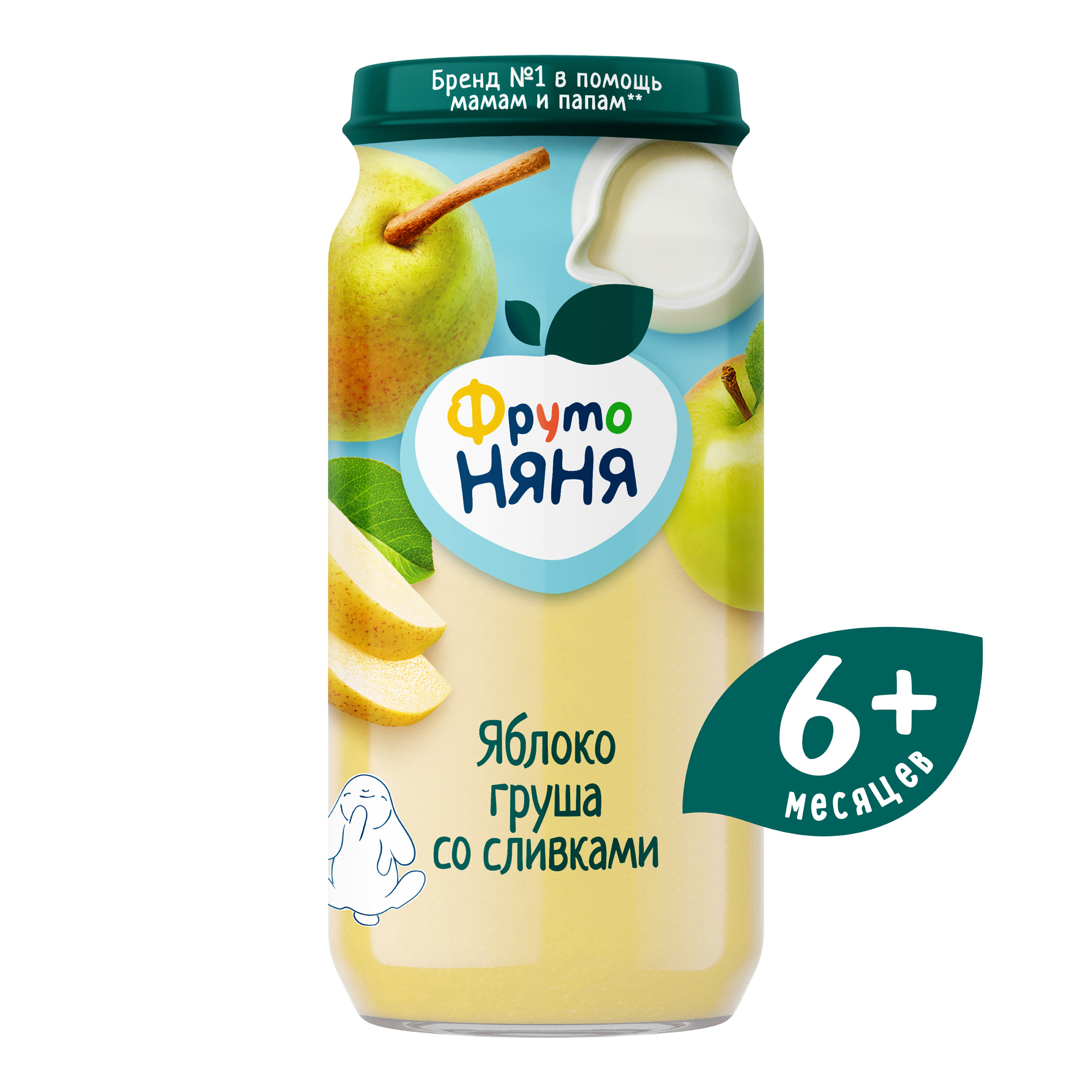 Пюре ФрутоНяня Яблоко-груша-сливки с сахаром с 6 мес 250 г - фото 1