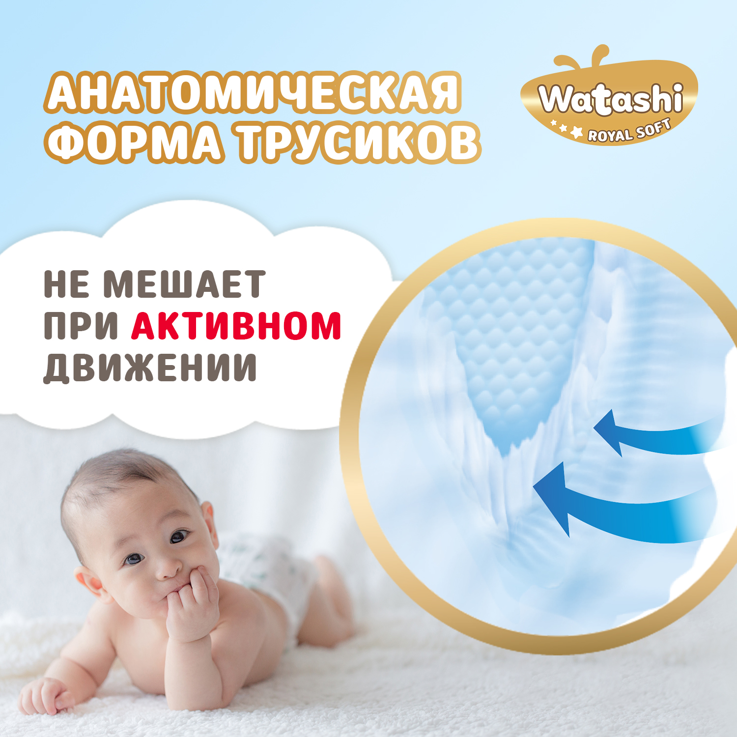 Трусики WATASHI Royal Soft Royal Soft 3 (6-10 кг) 68 шт. - фото 7
