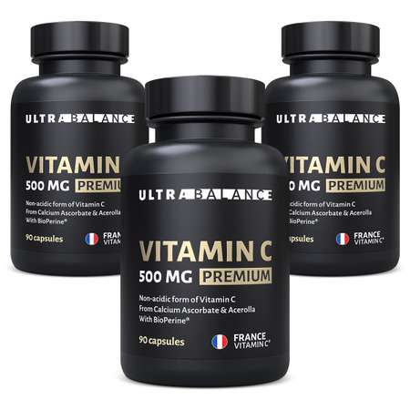 Витамин C 500 Mg Premium для иммунитета UltraBalance бад комплекс для взрослых женщин и мужчин 270 капсул