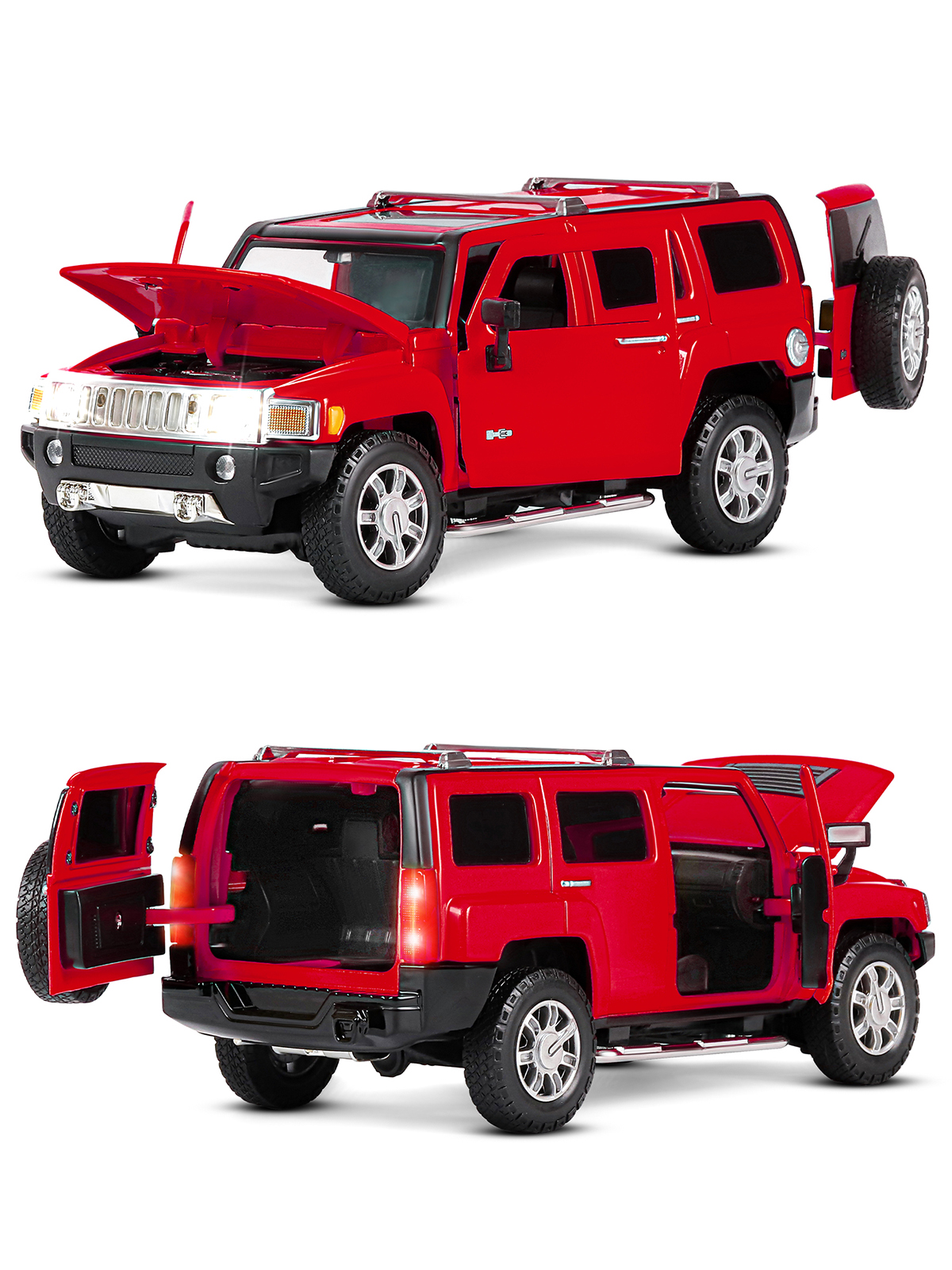 Внедорожник АВТОпанорама Hummer H3 1:24 красный JB1200221 - фото 8
