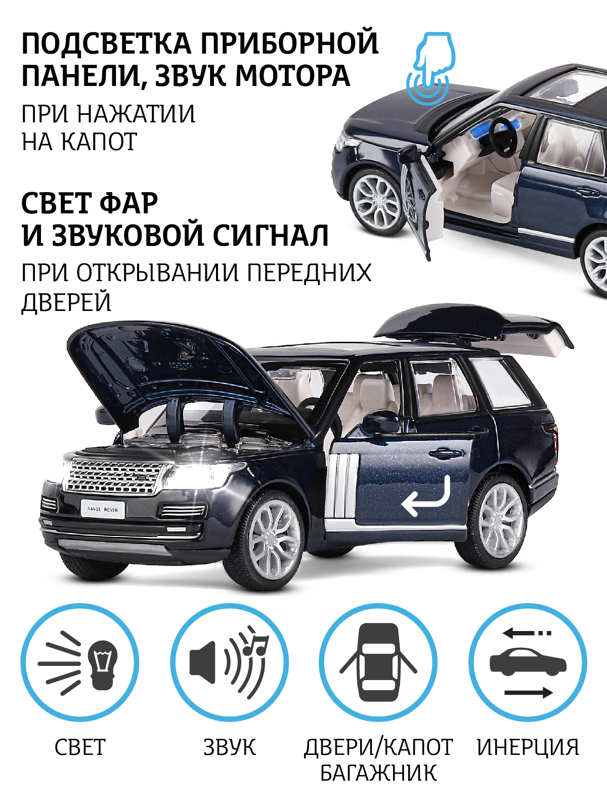 Внедорожник АВТОпанорама Land Rover Range Rover 1:34 JB1251297 - фото 2