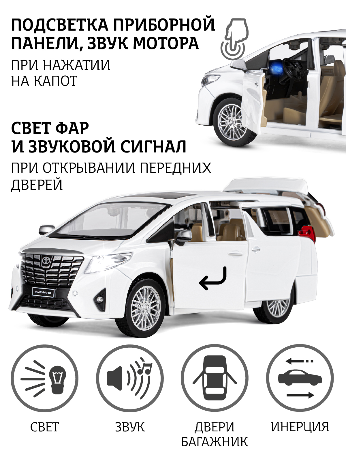 Автомобиль АВТОпанорама Toyota Alphard 1:29 JB1251333 - фото 2
