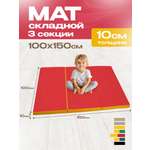 Мат спортивный KMS sport № 4 (100 х 150 х 10) складной красно-жёлтый