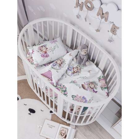 Комплект постельного белья Lemony kids в овальную кроватку Sandra Белый 3 предмета