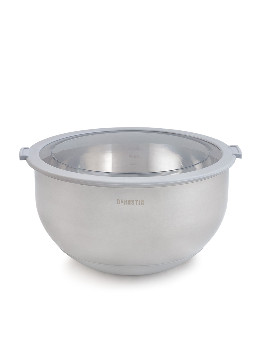 Миска DeNASTIA с прозрачной крышкой 5 л нерж.сталь серый A000339 - фото 7