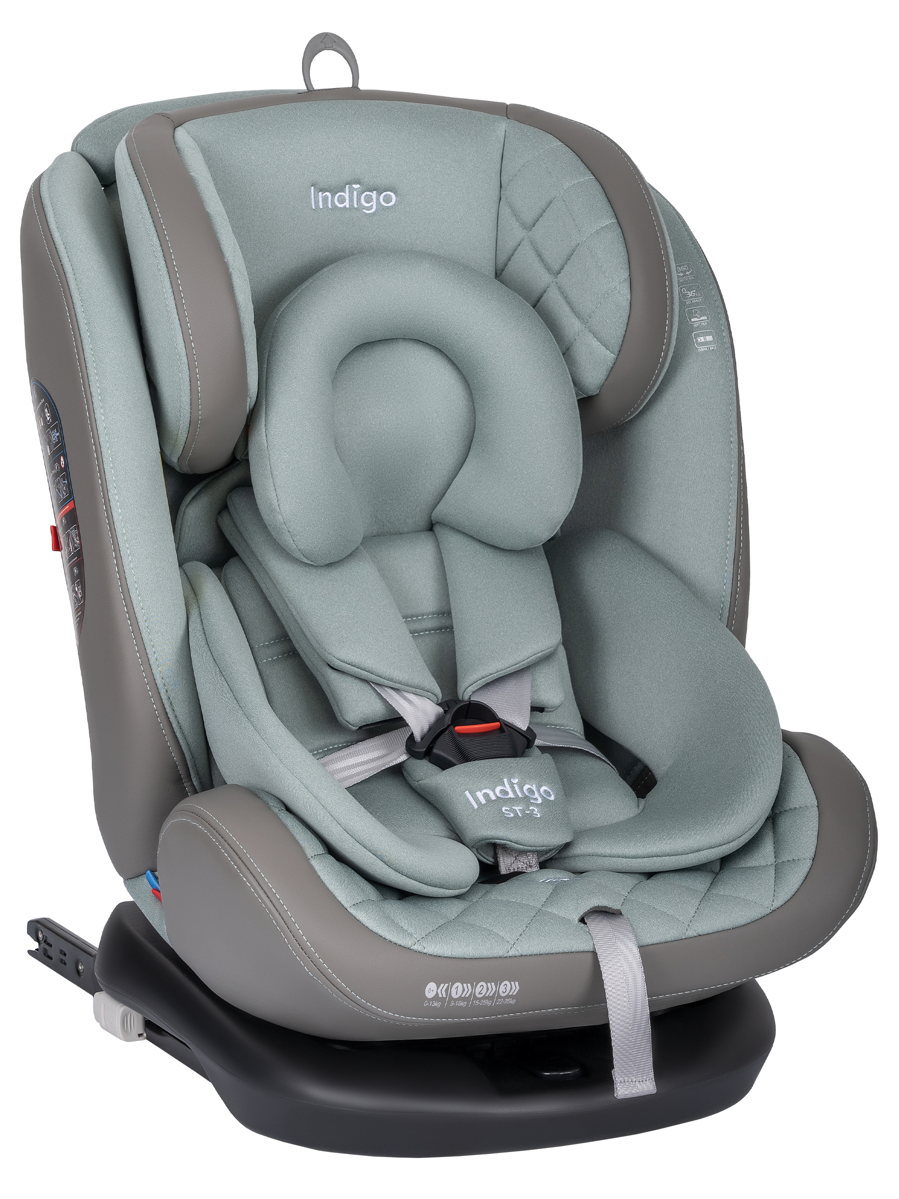 Автокресло Indigo Aero, шалфей Isofix 0+/1/2/3 (0-36 кг) - фото 1