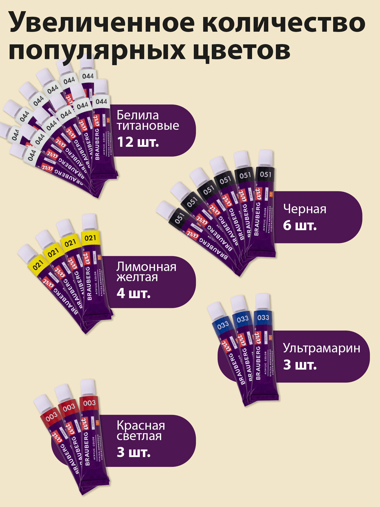 Краски акриловые Brauberg 72 цв. - фото 4