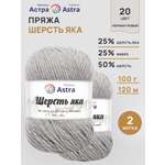 Пряжа Astra Premium Шерсть яка Yak wool теплая мягкая 100 г 120 м 20 перламутровый 2 мотка