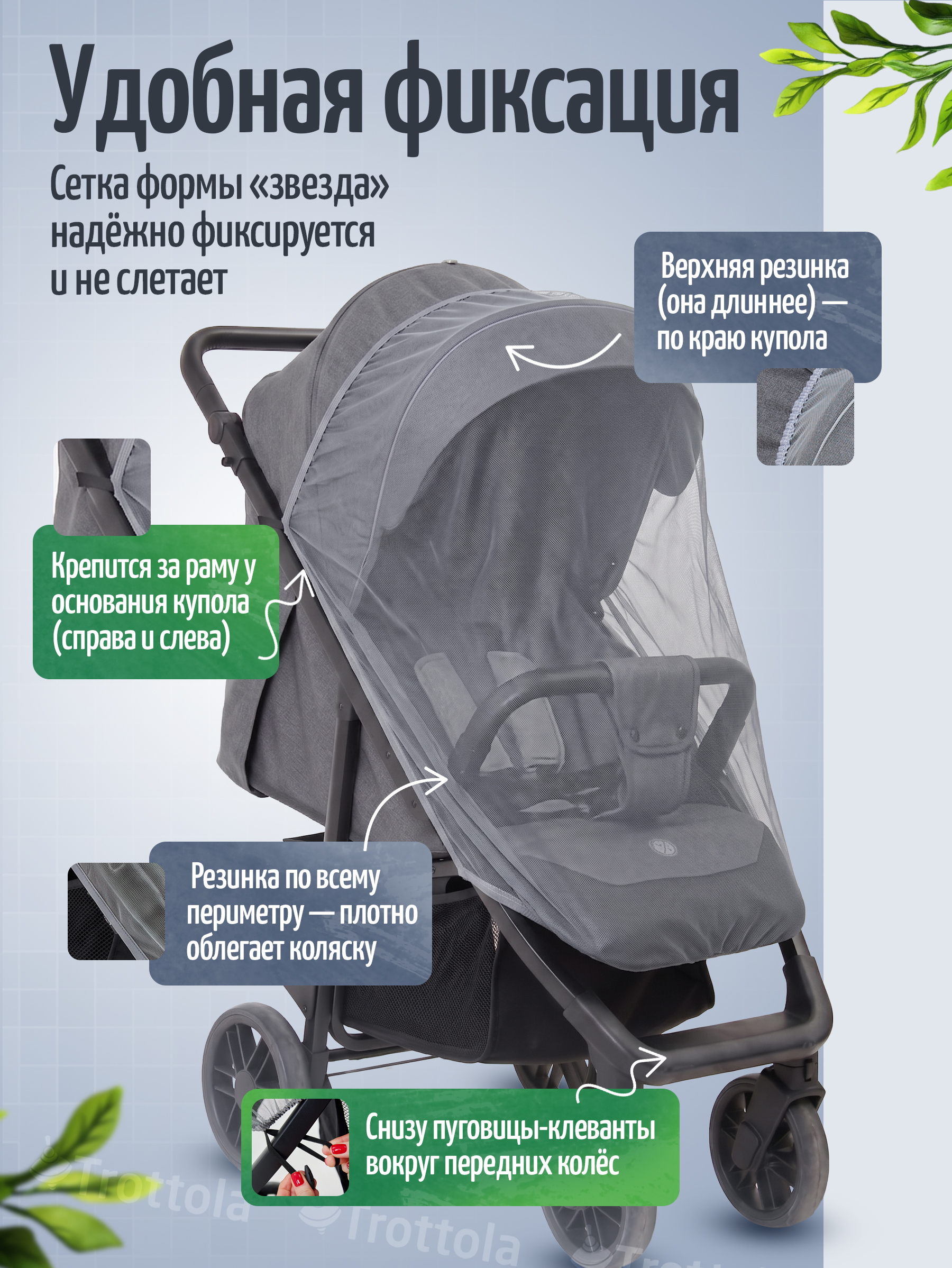 Сетка от насекомых Trottola серый Т040/серая - фото 3