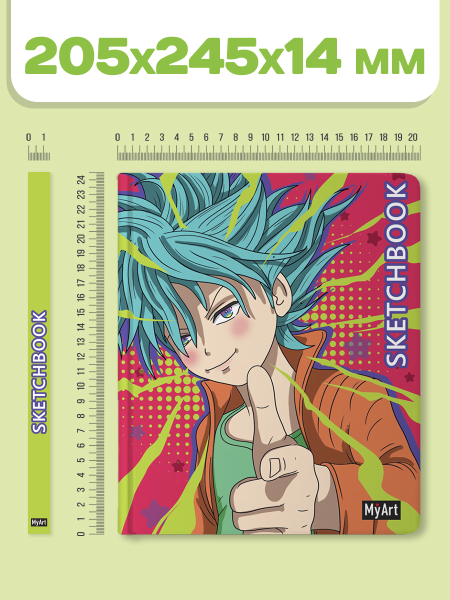 Скетчбук Проф-Пресс большой Аниме Электро бой А4 64 лист. 1 шт. - фото 5