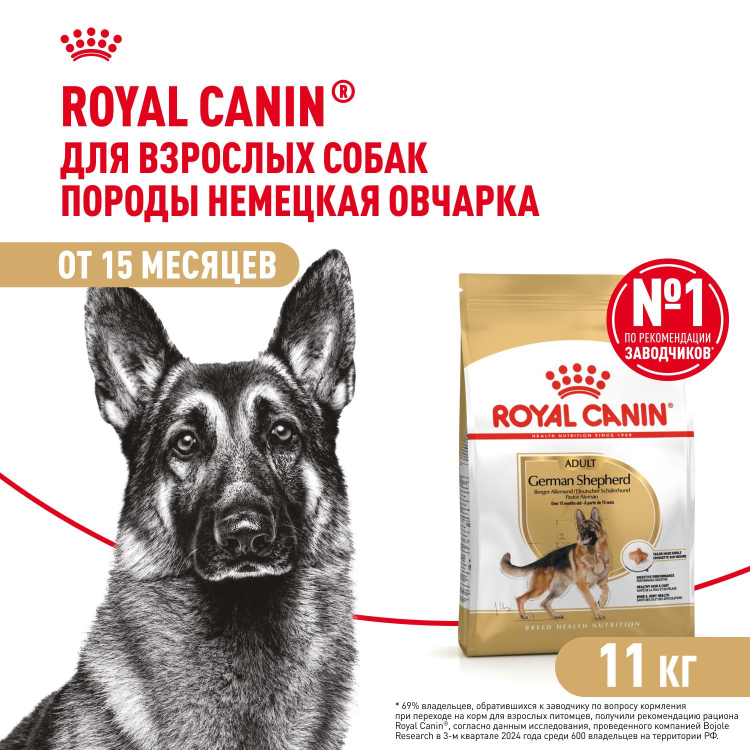 Корм для собак ROYAL CANIN German Shepherd породы немецкая овчарка 11кг - фото 1