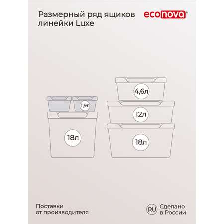 Коробка Econova с крышкой LUXE 1.9л Светло-серый