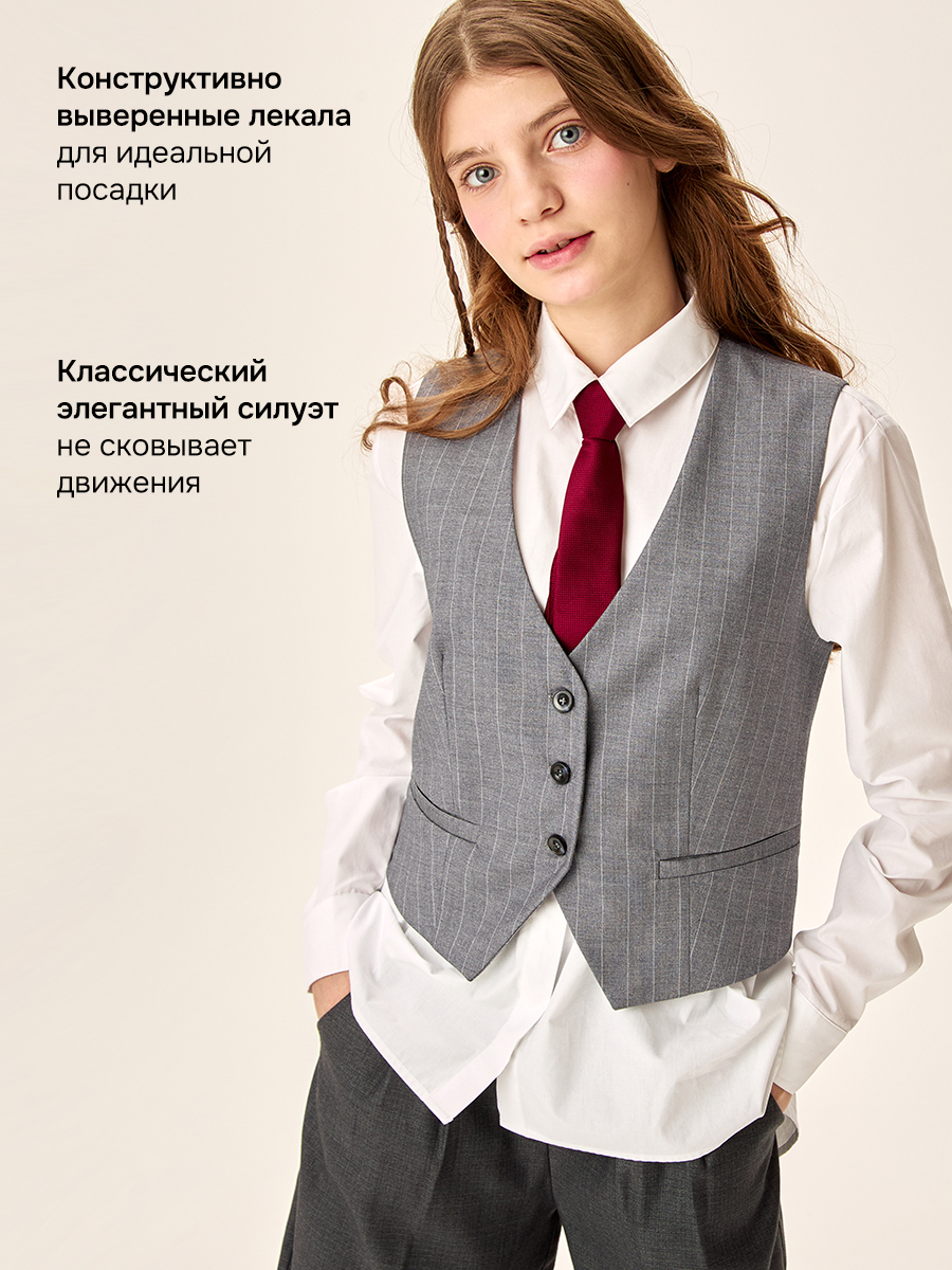 Жилет NIKASTYLE 9ш72026 серая полоска - фото 3