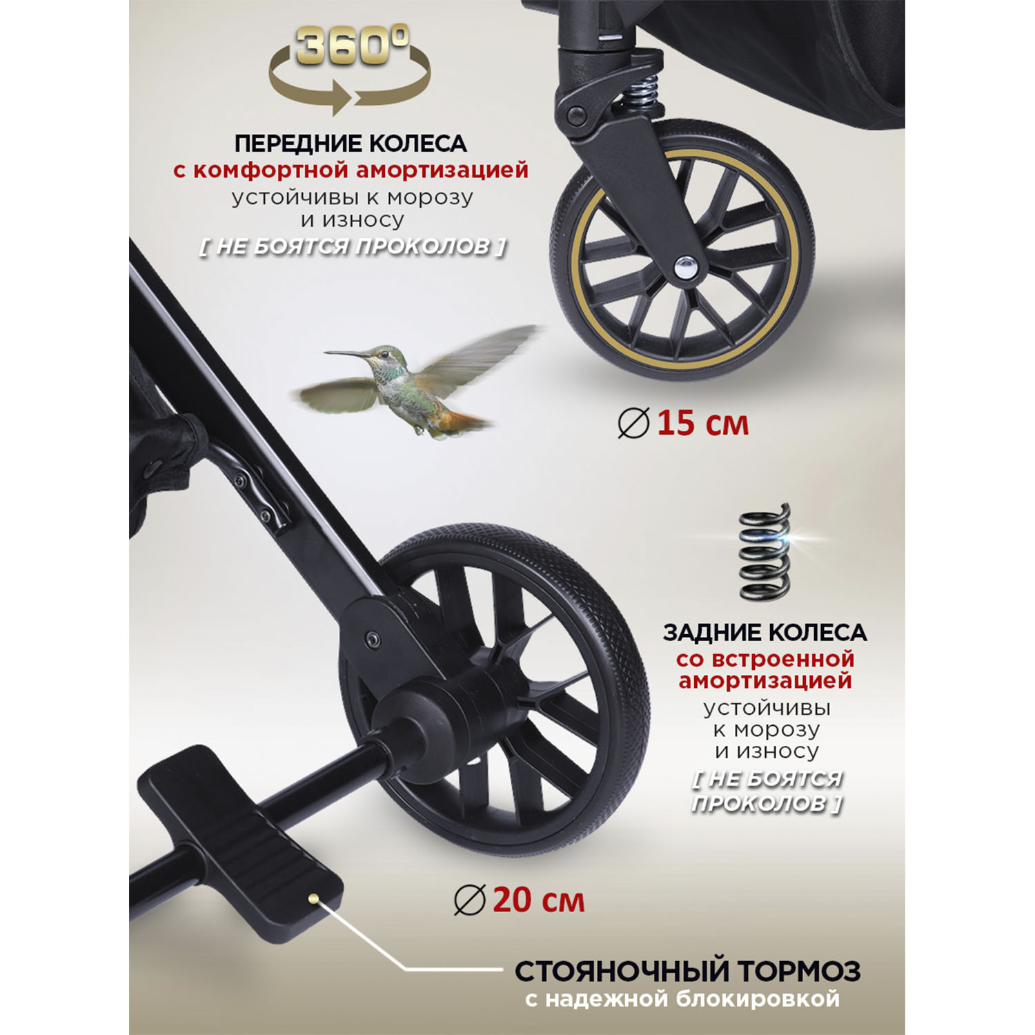 Коляска прогулочная BabyCare Q'bit черное золото - фото 4